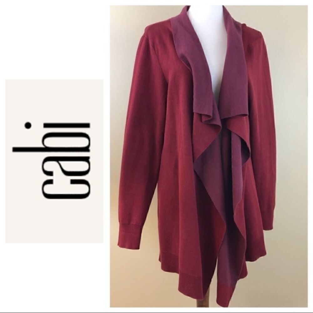 CAbi Womens Cozy Up Two Tone Open Front Cardigan S